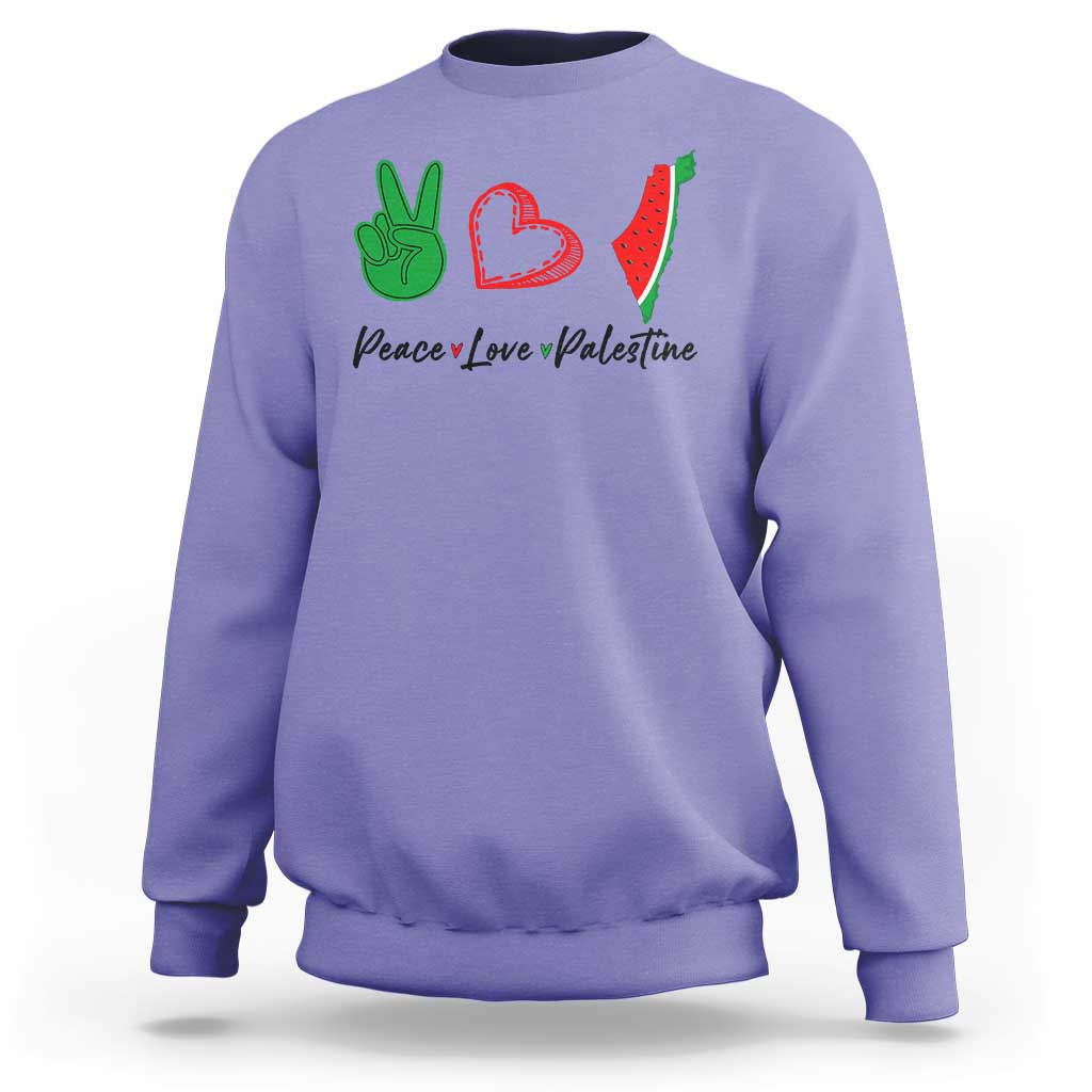 Peace Love Palestine Sweatshirt Gaza Palestinian Flag - Wonder Print Shop