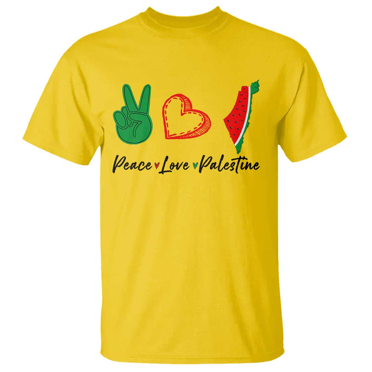 Peace Love Palestine T Shirt Gaza Palestinian Flag - Wonder Print Shop