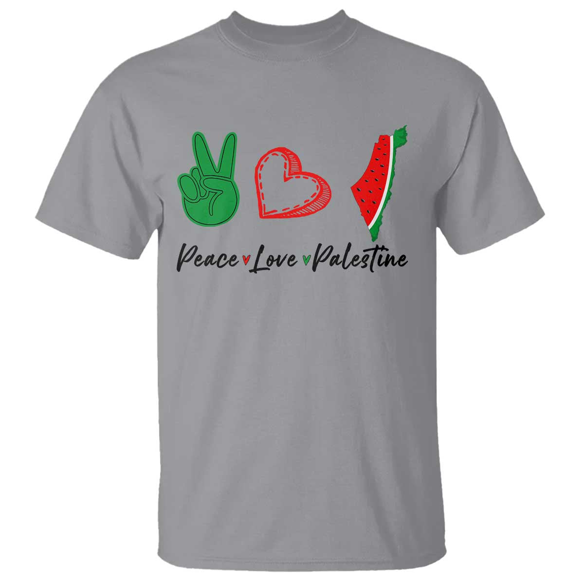 Peace Love Palestine T Shirt Gaza Palestinian Flag - Wonder Print Shop