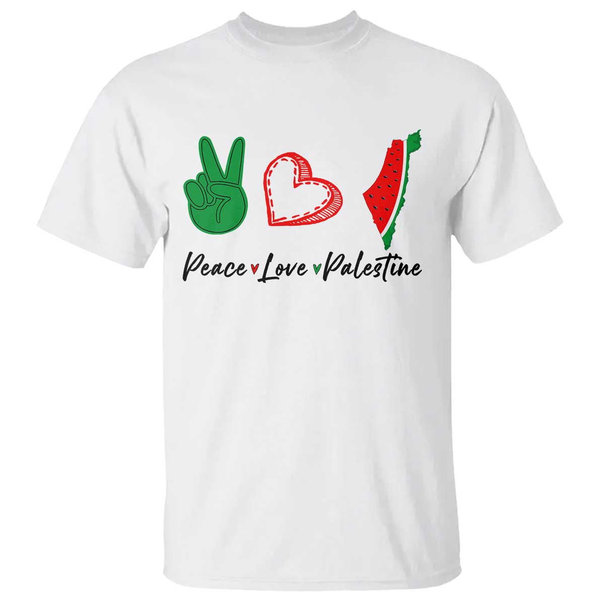 Peace Love Palestine T Shirt Gaza Palestinian Flag - Wonder Print Shop