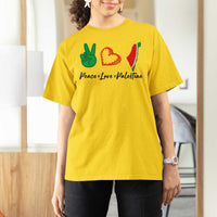 Peace Love Palestine T Shirt For Women Gaza Palestinian Flag - Wonder Print Shop