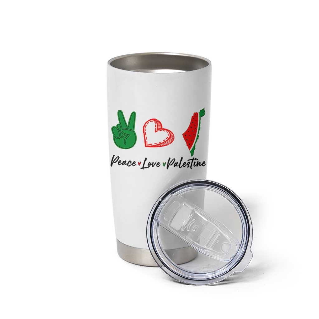 Peace Love Palestine Tumbler Cup Gaza Palestinian Flag - Wonder Print Shop