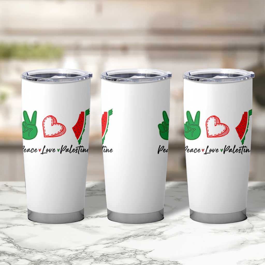 Peace Love Palestine Tumbler Cup Gaza Palestinian Flag - Wonder Print Shop