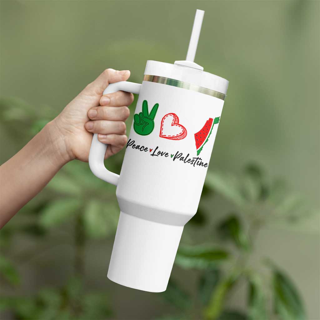 Peace Love Palestine Tumbler With Handle Gaza Palestinian Flag - Wonder Print Shop