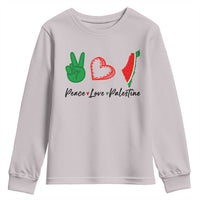 Peace Love Palestine Youth Sweatshirt Gaza Palestinian Flag - Wonder Print Shop