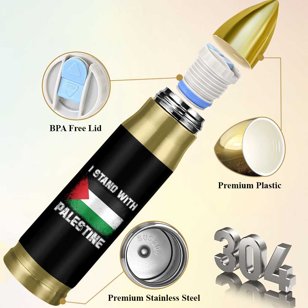 Stand With Palestine Bullet Tumbler Gaza Palestinian Flag - Wonder Print Shop
