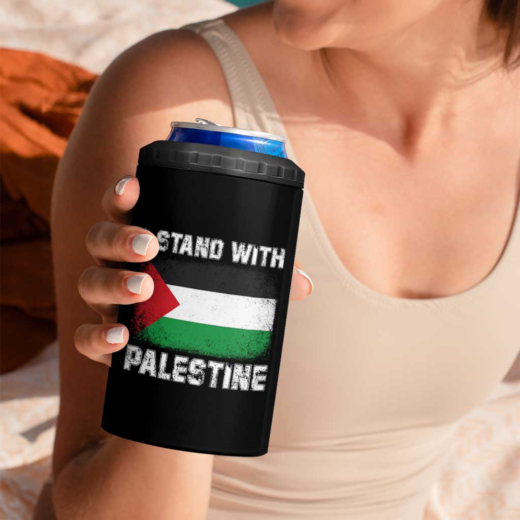 Stand With Palestine 4 in 1 Can Cooler Tumbler Gaza Palestinian Flag - Wonder Print Shop