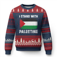 Stand With Palestine Ugly Christmas Sweater Gaza Palestinian Flag - Wonder Print Shop