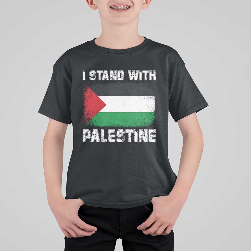 Stand With Palestine T Shirt For Kid Gaza Palestinian Flag - Wonder Print Shop
