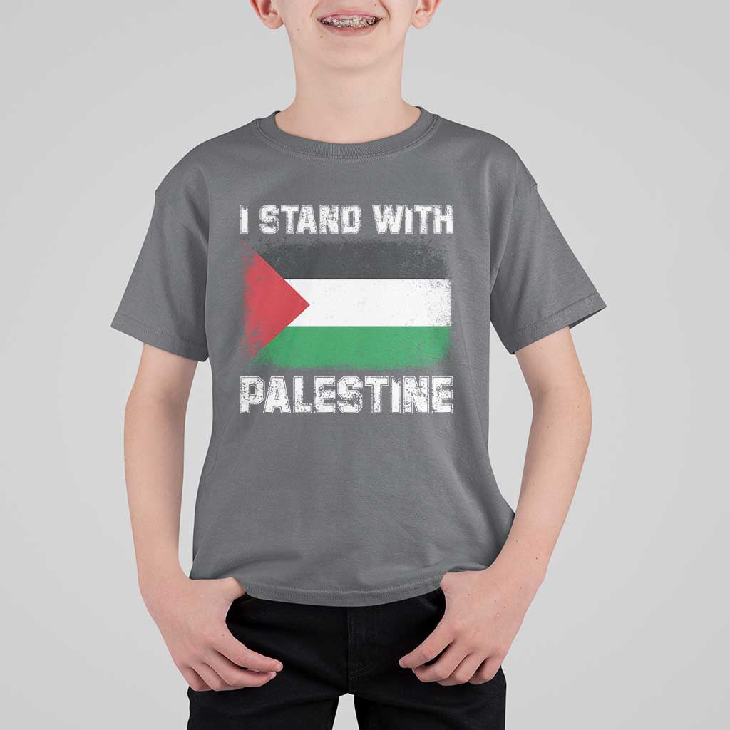 Stand With Palestine T Shirt For Kid Gaza Palestinian Flag - Wonder Print Shop