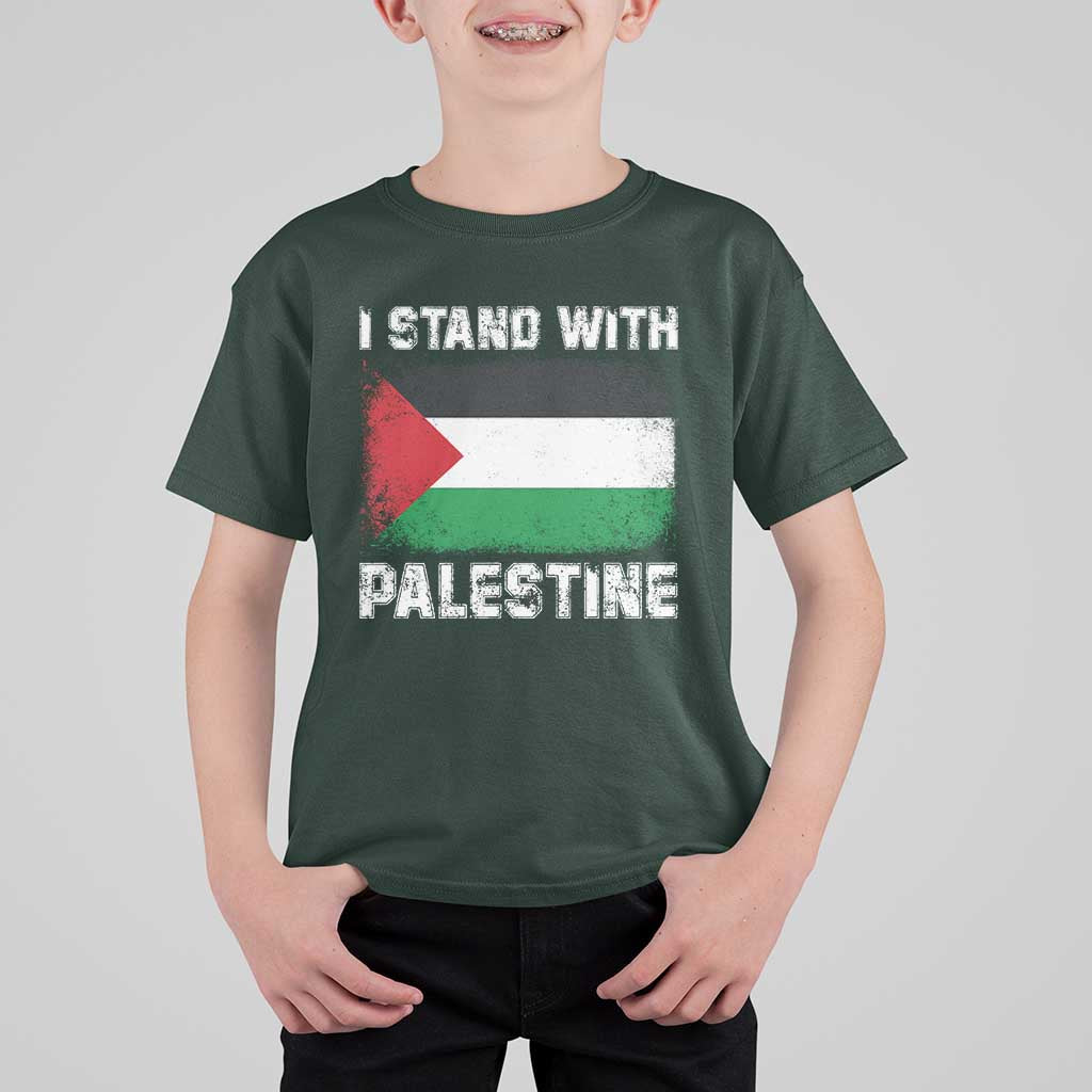 Stand With Palestine T Shirt For Kid Gaza Palestinian Flag - Wonder Print Shop