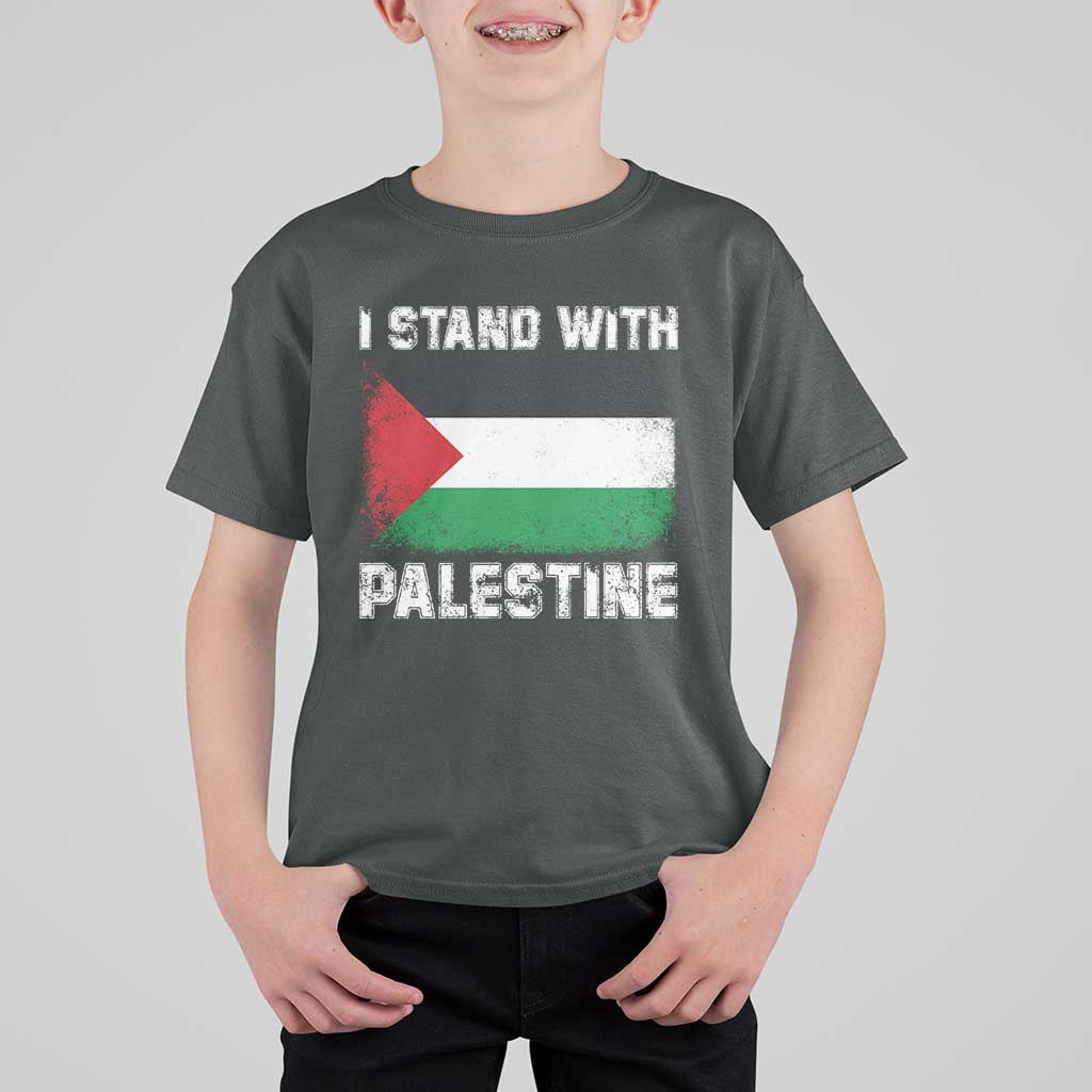 Stand With Palestine T Shirt For Kid Gaza Palestinian Flag - Wonder Print Shop