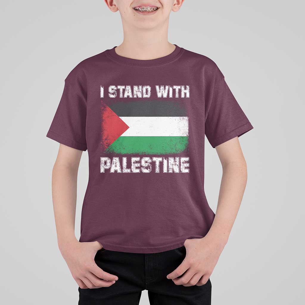 Stand With Palestine T Shirt For Kid Gaza Palestinian Flag - Wonder Print Shop
