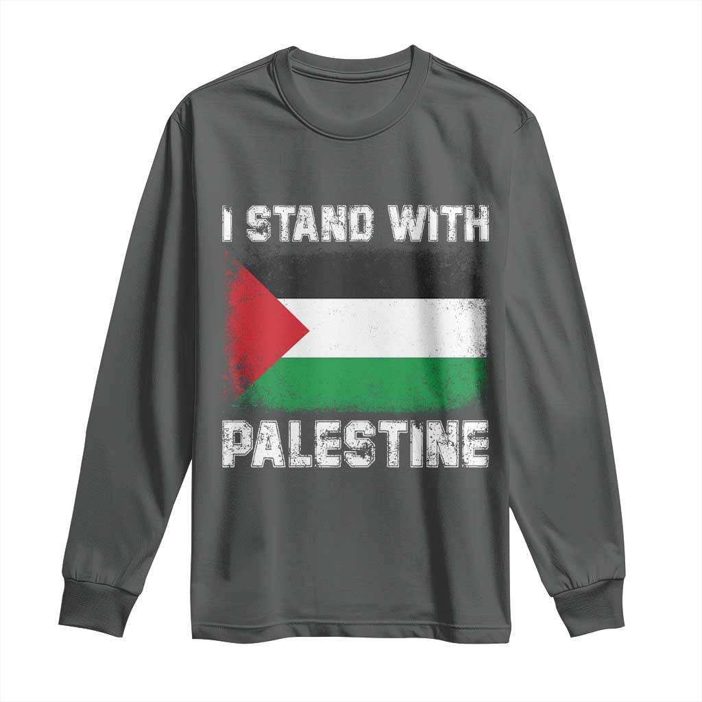 Stand With Palestine Long Sleeve Shirt Gaza Palestinian Flag - Wonder Print Shop