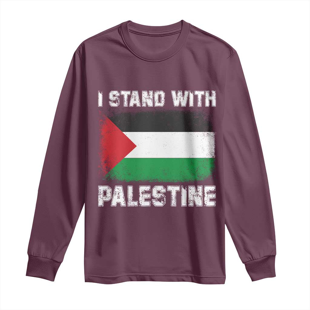 Stand With Palestine Long Sleeve Shirt Gaza Palestinian Flag - Wonder Print Shop