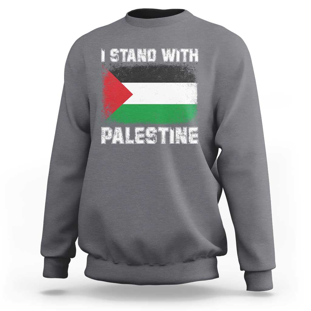 Stand With Palestine Sweatshirt Gaza Palestinian Flag - Wonder Print Shop