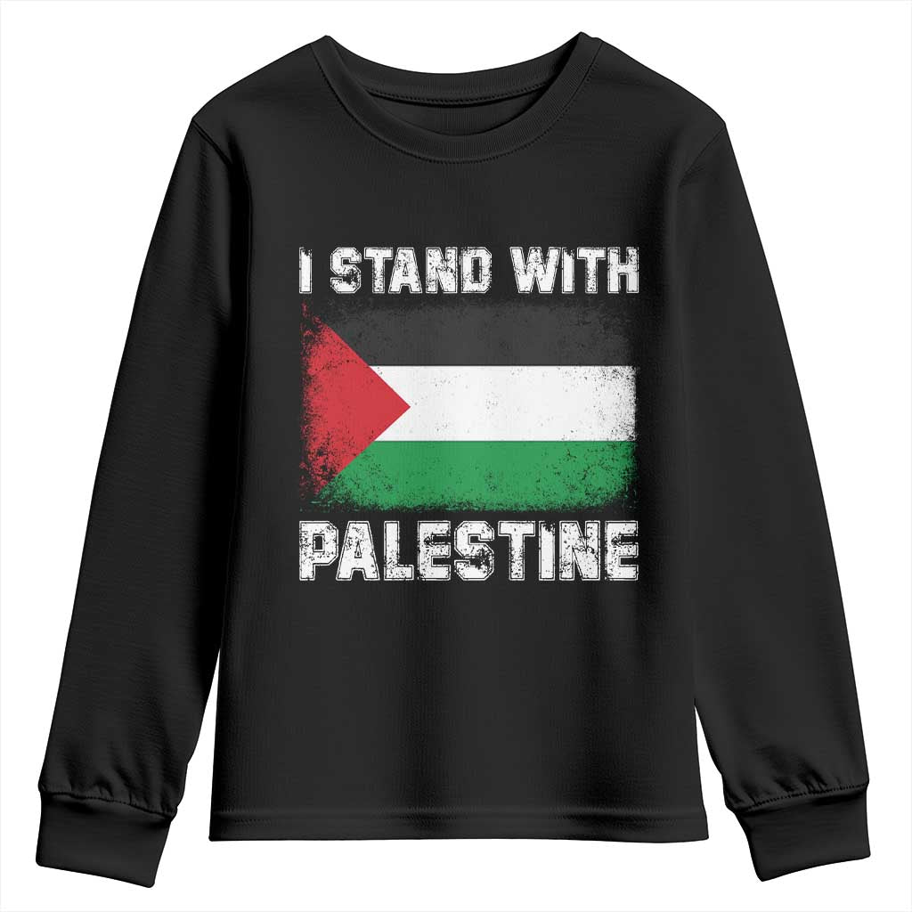 Stand With Palestine Youth Sweatshirt Gaza Palestinian Flag - Wonder Print Shop