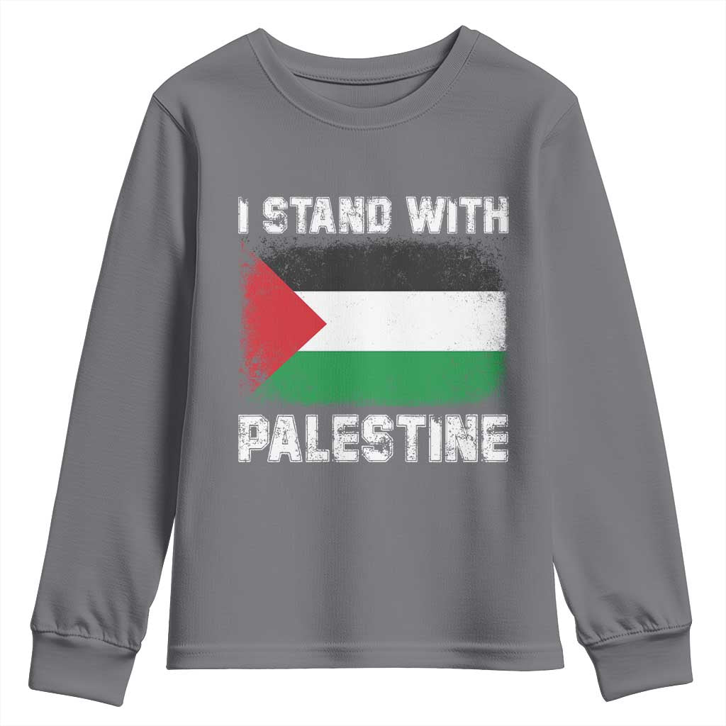 Stand With Palestine Youth Sweatshirt Gaza Palestinian Flag - Wonder Print Shop