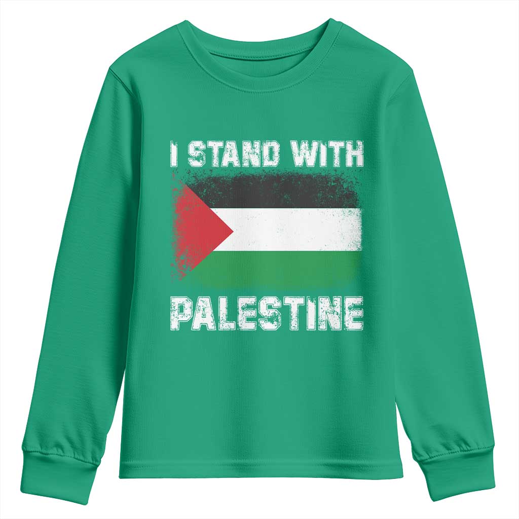 Stand With Palestine Youth Sweatshirt Gaza Palestinian Flag - Wonder Print Shop