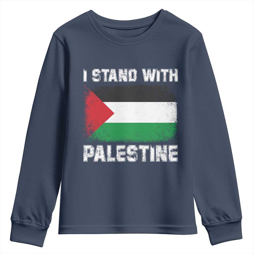 Stand With Palestine Youth Sweatshirt Gaza Palestinian Flag - Wonder Print Shop