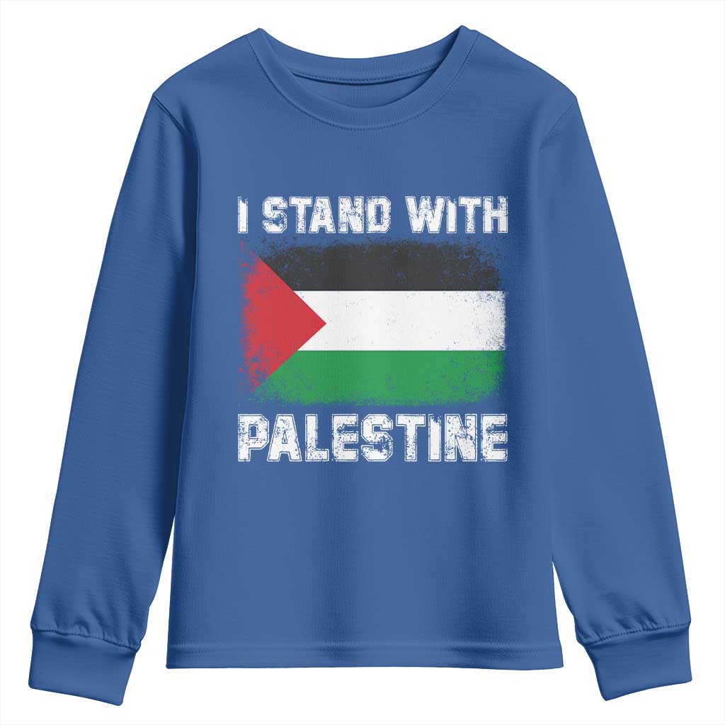 Stand With Palestine Youth Sweatshirt Gaza Palestinian Flag - Wonder Print Shop