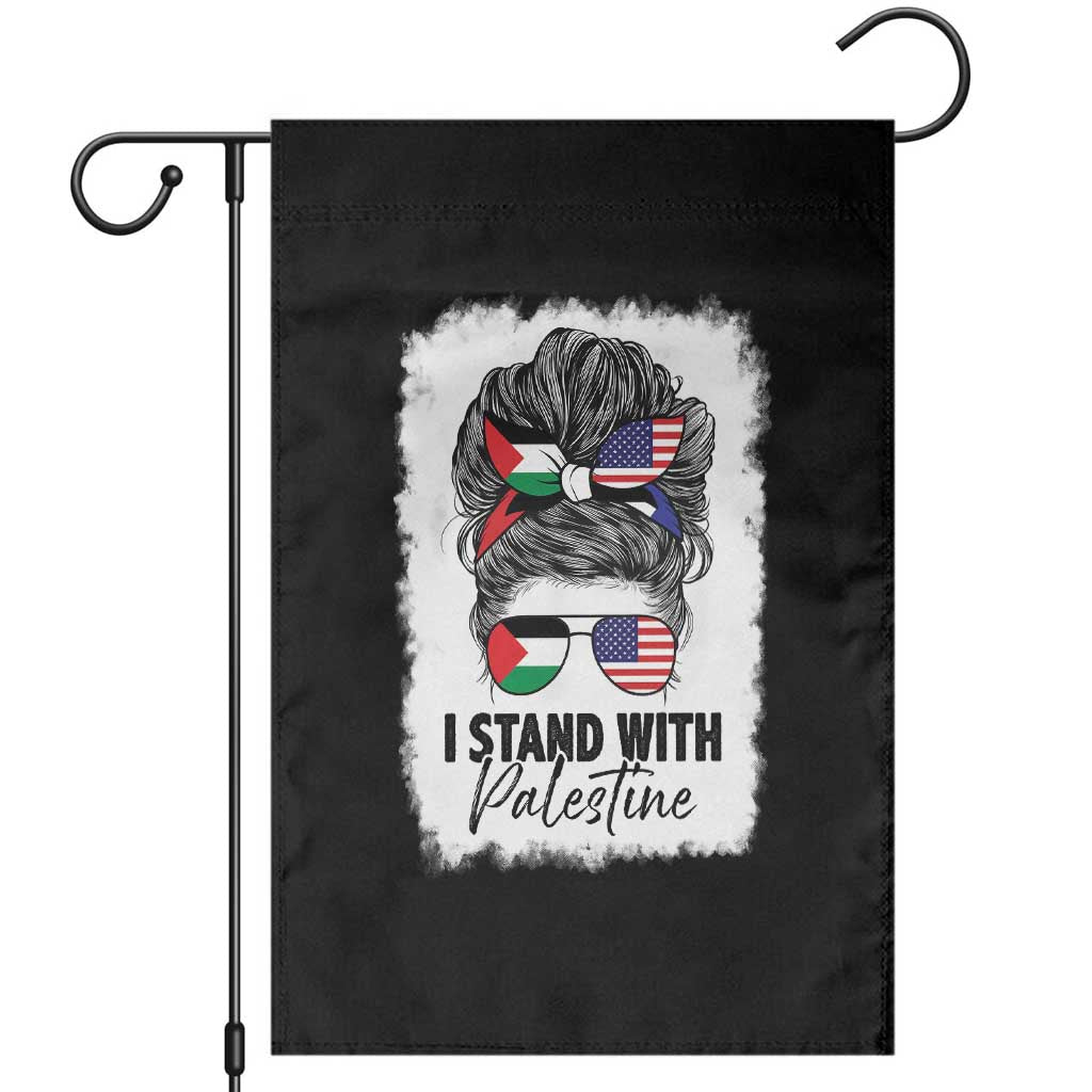 Stand With Palestine Garden Flag Messy Bun Gaza Palestinian Flag - Wonder Print Shop