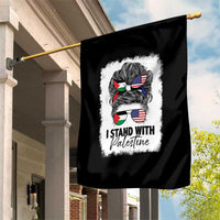 Stand With Palestine Garden Flag Messy Bun Gaza Palestinian Flag - Wonder Print Shop