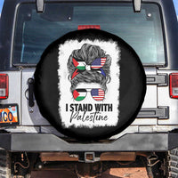 Stand With Palestine Spare Tire Cover Messy Bun Gaza Palestinian Flag - Wonder Print Shop