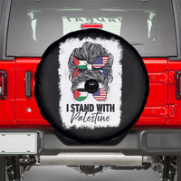 Stand With Palestine Spare Tire Cover Messy Bun Gaza Palestinian Flag - Wonder Print Shop