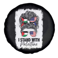Stand With Palestine Spare Tire Cover Messy Bun Gaza Palestinian Flag - Wonder Print Shop