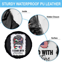 Stand With Palestine Spare Tire Cover Messy Bun Gaza Palestinian Flag - Wonder Print Shop
