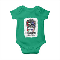 Stand With Palestine Baby Onesie Messy Bun Gaza Palestinian Flag - Wonder Print Shop
