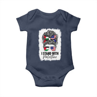 Stand With Palestine Baby Onesie Messy Bun Gaza Palestinian Flag - Wonder Print Shop