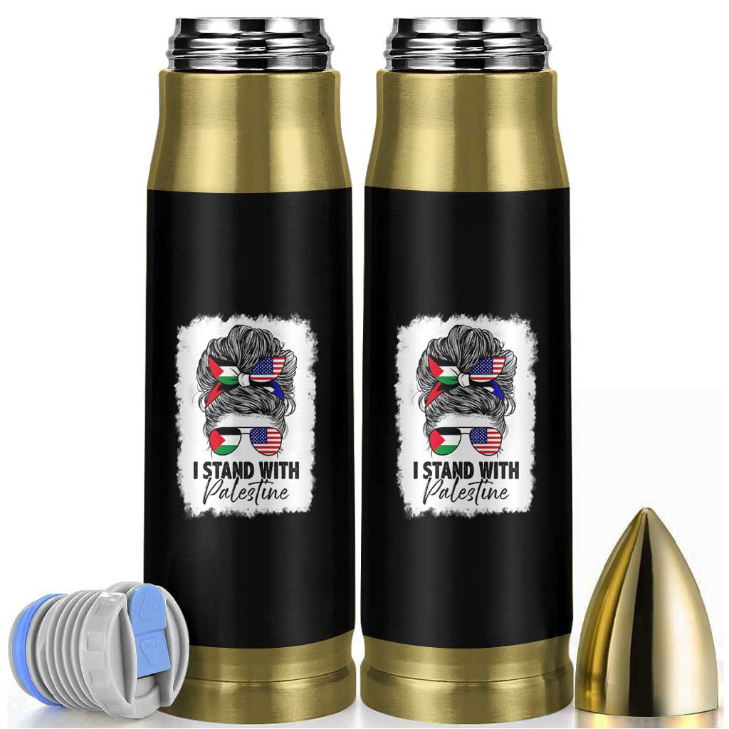 Stand With Palestine Bullet Tumbler Messy Bun Gaza Palestinian Flag - Wonder Print Shop
