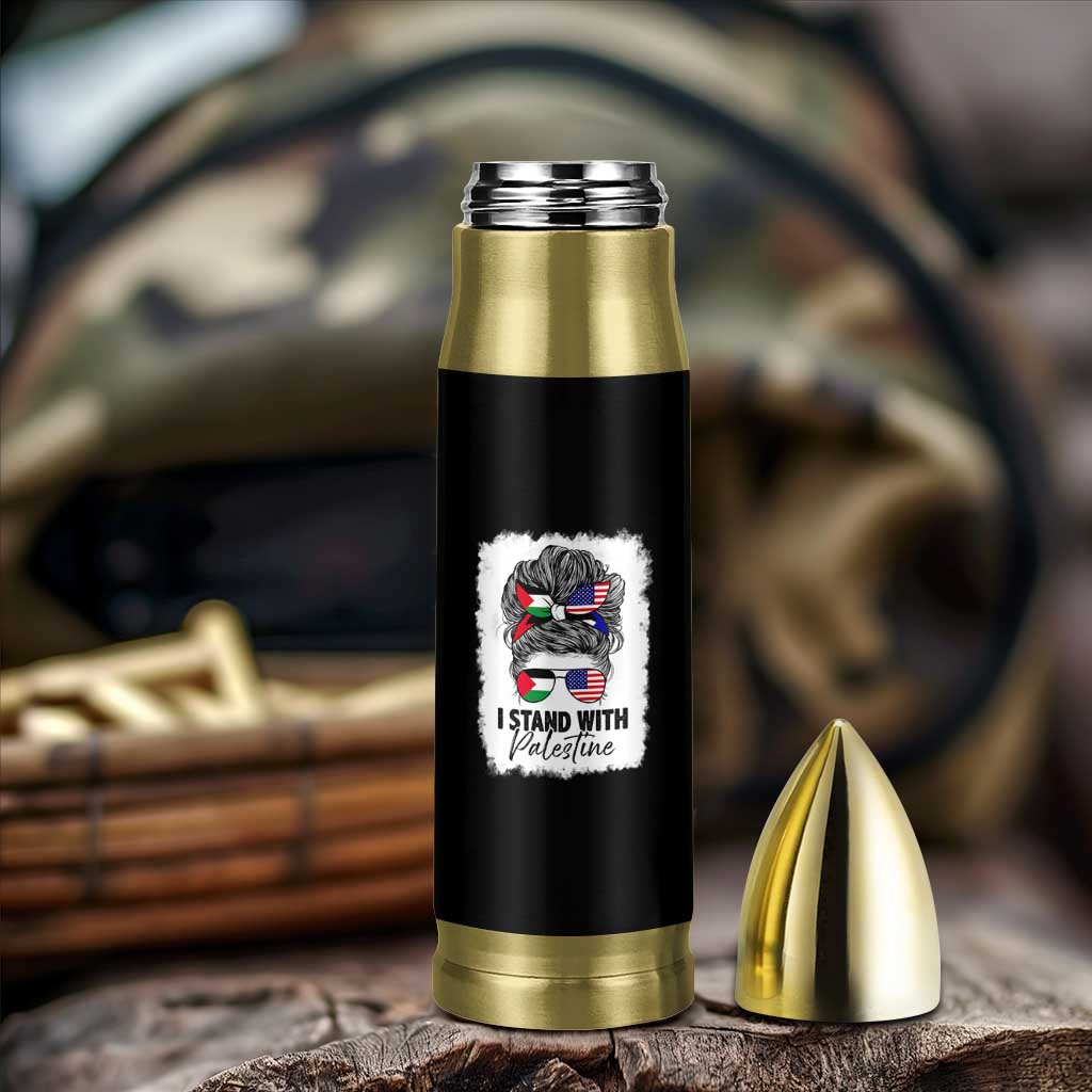 Stand With Palestine Bullet Tumbler Messy Bun Gaza Palestinian Flag - Wonder Print Shop