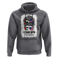 Stand With Palestine Hoodie Messy Bun Gaza Palestinian Flag - Wonder Print Shop