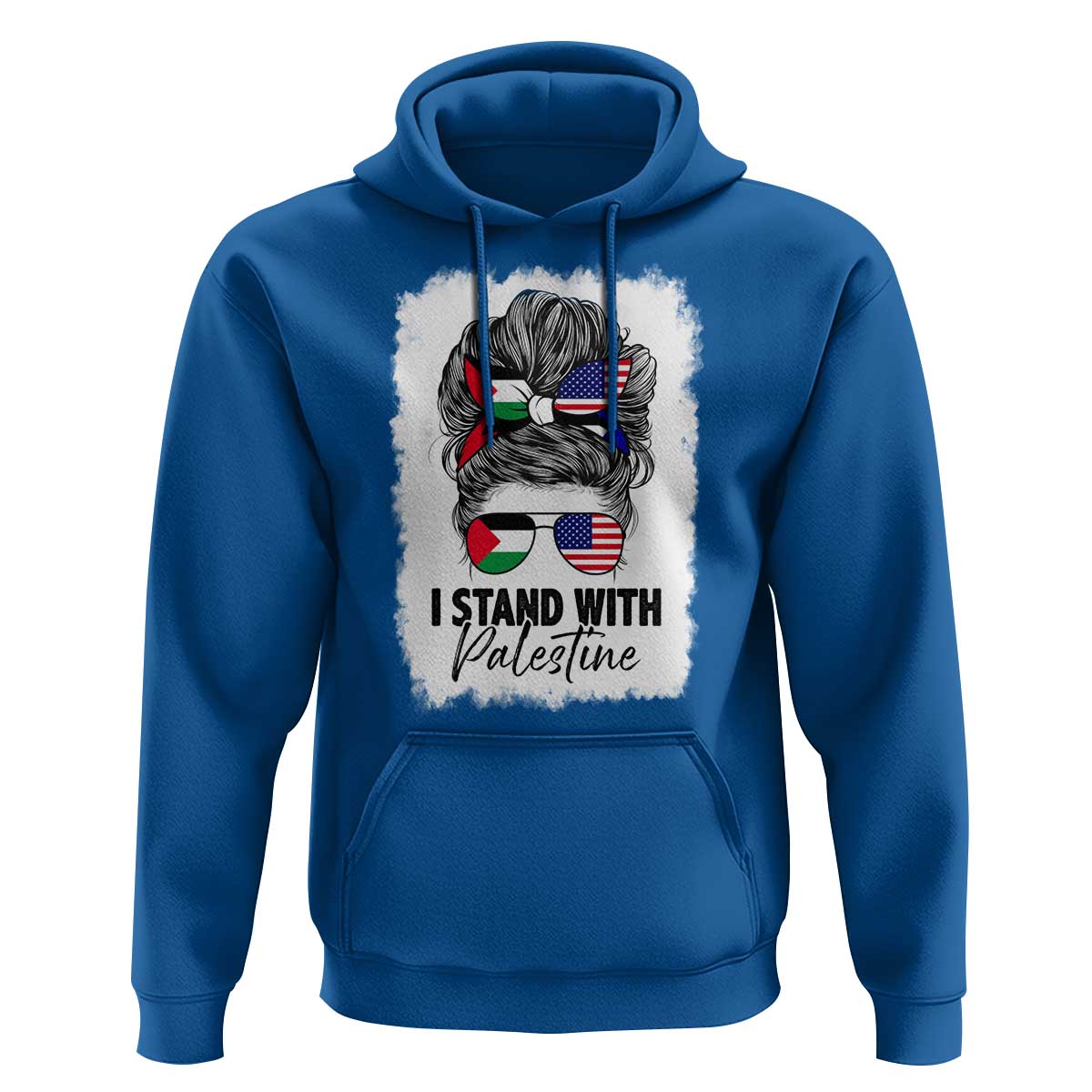 Stand With Palestine Hoodie Messy Bun Gaza Palestinian Flag - Wonder Print Shop