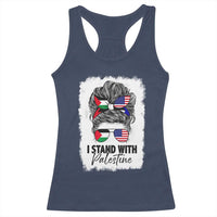Stand With Palestine Racerback Tank Top Messy Bun Gaza Palestinian Flag - Wonder Print Shop