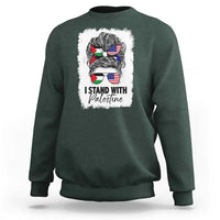Stand With Palestine Sweatshirt Messy Bun Gaza Palestinian Flag - Wonder Print Shop