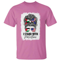 Stand With Palestine T Shirt Messy Bun Gaza Palestinian Flag - Wonder Print Shop