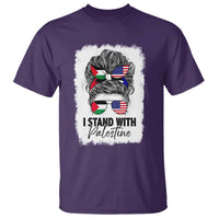 Stand With Palestine T Shirt Messy Bun Gaza Palestinian Flag - Wonder Print Shop