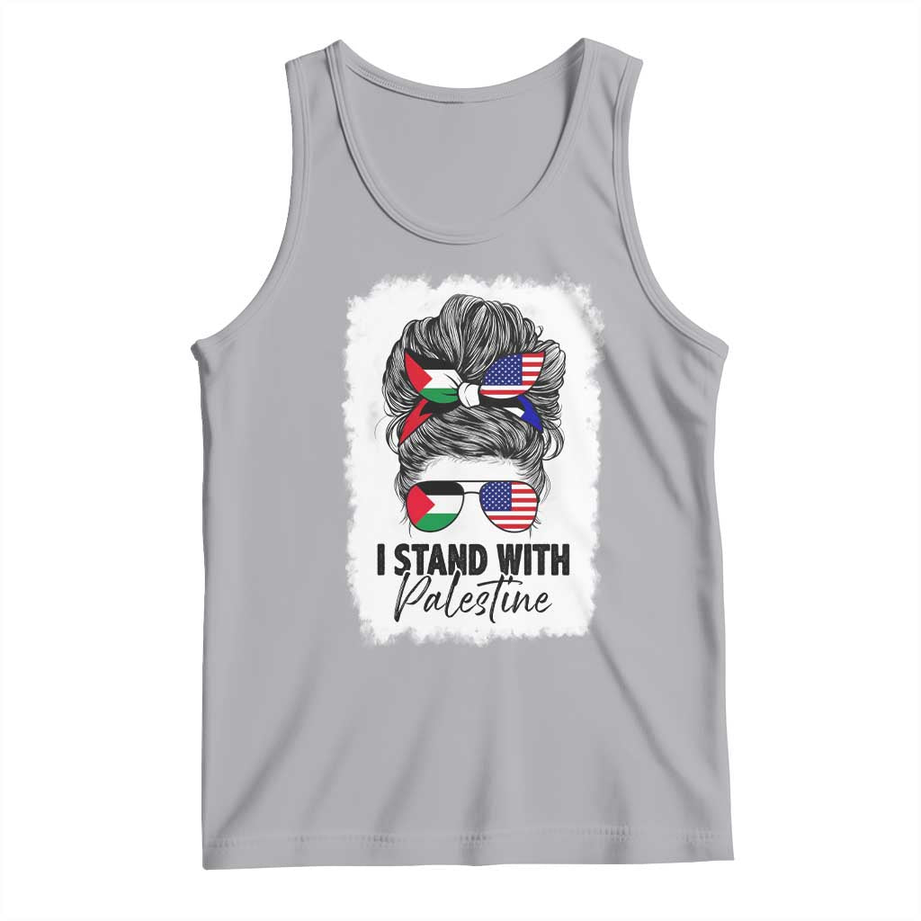 Stand With Palestine Tank Top Messy Bun Gaza Palestinian Flag - Wonder Print Shop