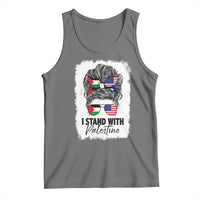 Stand With Palestine Tank Top Messy Bun Gaza Palestinian Flag - Wonder Print Shop