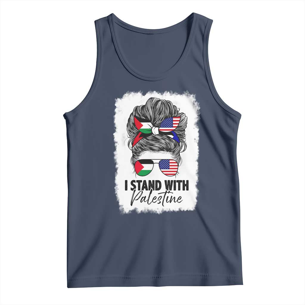Stand With Palestine Tank Top Messy Bun Gaza Palestinian Flag - Wonder Print Shop