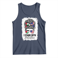 Stand With Palestine Tank Top Messy Bun Gaza Palestinian Flag - Wonder Print Shop