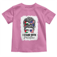 Stand With Palestine Toddler T Shirt Messy Bun Gaza Palestinian Flag - Wonder Print Shop