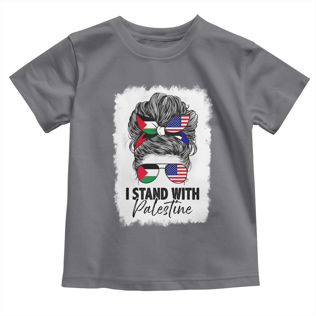 Stand With Palestine Toddler T Shirt Messy Bun Gaza Palestinian Flag - Wonder Print Shop