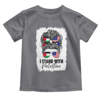 Stand With Palestine Toddler T Shirt Messy Bun Gaza Palestinian Flag - Wonder Print Shop