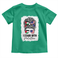 Stand With Palestine Toddler T Shirt Messy Bun Gaza Palestinian Flag - Wonder Print Shop