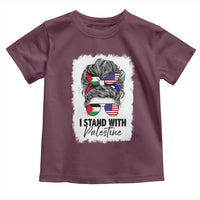 Stand With Palestine Toddler T Shirt Messy Bun Gaza Palestinian Flag - Wonder Print Shop